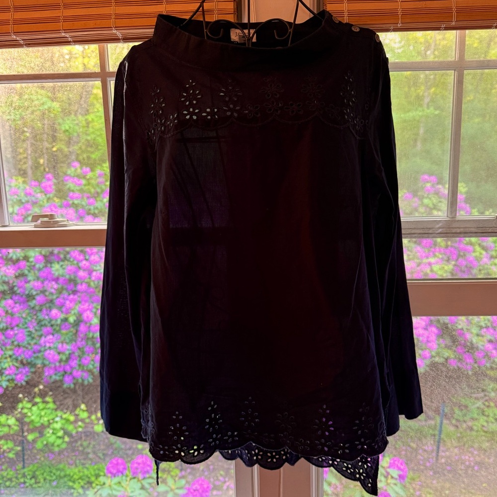 J. Crew | Navy Eyelet Blouse size 8